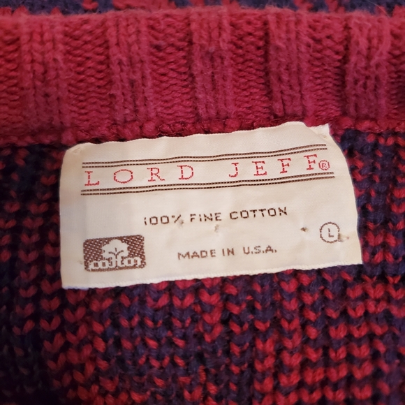 Vintage Lord Jeff Grandpa Sweater Red Blue - Picture 5 of 6